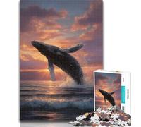 1000 Piece Puzzle Leaping Whale 1000 Piece Jigsaw Puzzles for Teenagers Gifts,Birthday Present, Gifts, Wall Art for And Age 14 Years Up 26x38cm