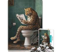 1000 Piece Puzzle Leopard on The Toilet 1000 Piece Jigsaw Puzzle for Adults Teens,Train Your Brain And Hands Gifts for Friends And Family 50x75cm