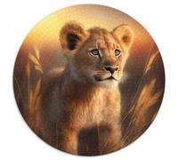 1000 Piece Puzzle Lion Cub 1000 Pieces Round Puzzles for Adults Perfect for Christmas, Halloween, Easter, New Year 67.5x67.5cm