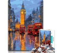 1000 Piece Puzzle London City Street Scene 1000 Piece Jigsaw Puzzle for Adults Teens,Train Your Brain And Hands Gifts for Friends And Family 26x38cm