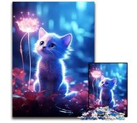 1000 Piece Puzzle Magical White Cat Impossible Jigsaw Puzzles for Adults Family Game Night Fun DIY Decorative Artwork 1000 PCS(75x50cm)