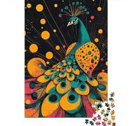1000 Piece Puzzle, Majestic Peacock Illustration Vibrant And Elegant Design Peacock with Colorful Feathers, 70x50cm/1000pcs