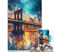 1000 Piece Puzzle Manhattan Bridge 1000 Pieces Jigsaw Puzzles for Adults And Teens,Challenging Game And Family Play Secret Santa Gifts 26x38cm
