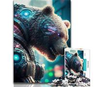 1000 Piece Puzzle Mechanical Bear 1000 Piece Jigsaw Puzzles for Teenagers,Charcoal Art Staycation Kill Time for Home Decoration (26x38cm)