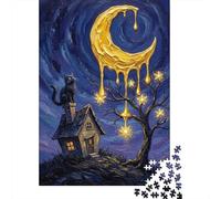1000 Piece Puzzle, Melting Moon with Cat And Star Tree, 70x50cm/1000pcs | For an absorbing break from screens, this adult jigsaw puzzle with 1000 pieces fits quiet evenings and weekends.