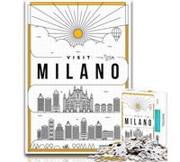 1000 Piece Puzzle Milano Italy 1000 Piece Jigsaw Puzzle for Adults And Teenagers,for Educational Game Challenge Toy Artists Collection, Fine Art 26x38cm