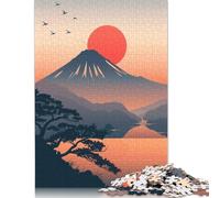 1000 Piece Puzzle Mount Fuji Sunset Illustration Jigsaw Puzzles for Adults Woodenboard Puzzles Adults Puzzles Gifts 1000pcs (75x50cm)