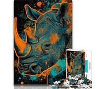1000 Piece Puzzle Mysterious Rhino Puzzles for Teenagers 1000 Pieces,Toys Educational Games Stress Relieving Wishlist with Santa Claus 26x38cm
