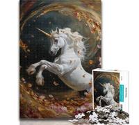 1000 Piece Puzzle Mysterious Unicorn 1000 Pieces Jigsaw Puzzles For Teens And Adults,with Matching Poster And Trivia Sheet for Age 14 Years Up 26x38cm
