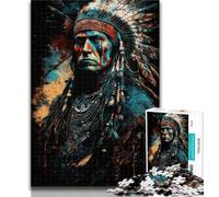 1000 Piece Puzzle Native American Warior Jigsaw Puzzles 1000 Pieces for Adults Teens,Learning Educational Toy for Is Ideal As A Gift for The Whole Family 50x75cm