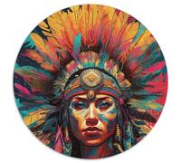 1000 Piece Puzzle Native American Woman Round Jigsaws 1000 Pieces for Adults Intricate Design for Teenagers, DIY Decor, And Brain-Boosting Fun (67.5x67.5cm)
