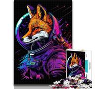 1000 Piece Puzzle Neon Astronaut Fox Jigsaw Puzzle 1000 Pieces for Teenagers,Decompressing Intellectual Educational Toy Birthday Present, Gifts 26x38cm