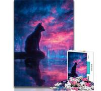 1000 Piece Puzzle Neon Cat Adult Jigsaw Puzzles 1000 Pieces,Challenging Difficult with Fully Interlocking Randomly Shaped Pieces (26x38cm)