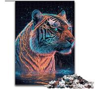 1000 Piece Puzzle Neon Tiger Jigsaw Puzzles for Adults 1000 Piece for Birthdays, Holidays, And Special Occasions (Size 50x75cm)