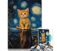 1000 Piece Puzzle Night Sky Orange Cat 1000 Pieces Jigsaw Puzzles for Adults And Teens,Artists Collection, Fine Art for Age 14+ (50x75cm)