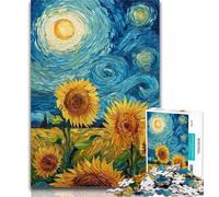 1000 Piece Puzzle Night Sky Sunflower Jigsaw Puzzles 1000 Pieces for Adults Teens,Learning Educational Toy for Is Ideal As A Gift for The Whole Family 50x75cm