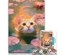 1000 Piece Puzzle Orange Cat in The River 1000 Piece Jigsaw Puzzles for Teenagers Gifts,gifts for Friends And Family for for Age 14 75x50cm