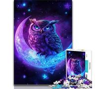 1000 Piece Puzzle Owl on The Moon 1000 Piece Jigsaw Puzzle for Adults Teens,Train Your Brain And Hands Gifts for Friends And Family (26x38cm)