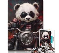 1000 Piece Puzzle Panda Riding A Motorcycle Jigsaw Puzzle 1000 Pieces for Teenagers,Challenging Game And Family Play Secret Santa Gifts 26x38cm