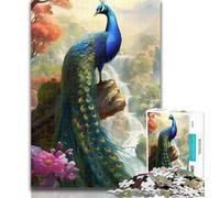 1000 Piece Puzzle Peacock And Cherry Blossom 1000 Piece Jigsaw Puzzles for Teenagers Gifts,Artists Collection, Fine Art for Age 14+ 26x38cm