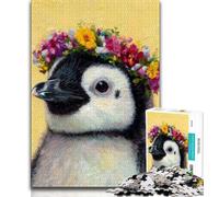 1000 Piece Puzzle Penguin Drawing 1000 Piece Jigsaw Puzzles for Teenagers Gifts,Birthday Present, Gifts, Wall Art for And Age 14 Years Up (26x38cm)