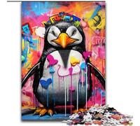 1000 Piece Puzzle Penguin Graffiti Painting cardboard Jigsaw size 26x38cm for Teenagers, Couples, And Friends for Birthdays, Christmas