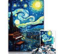 1000 Piece Puzzle Piano Under The Night Sky 1000 Piece Jigsaw Puzzles,Challenging Difficult with Fully Interlocking Randomly Shaped Pieces 26x38cm