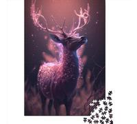 1000 Piece Puzzle Pink Fantasy Deer Glow Jigsaw Puzzles for Adults Woodenboard Puzzles Best Gift for Adults And 1000pcs (75x50cm)