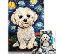 1000 Piece Puzzle Poodle Under The Night Sky Jigsaws 1000 Pieces for Teenagers,Toys Educational Games Stress Relieving Unique Home Decor And Gifts 50x75cm