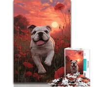 1000 Piece Puzzle Poppy English Bulldog 1000 Pieces Jigsaw Puzzles For Teens And Adults,with Matching Poster And Trivia Sheet for Age 14 Years Up 26x38cm