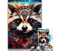 1000 Piece Puzzle Psychedelic Animal Raccoon Jigsaw Puzzles 1000 Pieces for Adults Teens,Train Your Brain And Hands Gifts for Friends And Family 50x75cm
