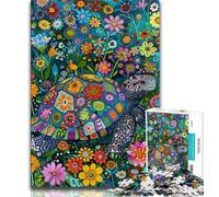 1000 Piece Puzzle Psychedelic Animal Turtle Jigsaw Puzzle 1000 Pieces for Teenagers,with Matching Poster And Trivia Sheet for Age 14 (50x75cm)
