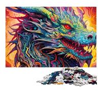 1000 Piece Puzzle Psychedelic Art Dragon cardboard Jigsaw Puzzles for Adults Challenging DIY Brain Teaser, Perfect Family Game Or Decorative Gift 26X38CM/10.23x14.96inch