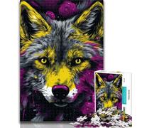 1000 Piece Puzzle Psychedelic Art Wolf Jigsaw Puzzle 1000 Pieces for Teenagers,Challenging Game And Family Play Secret Santa Gifts 50x75cm