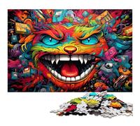 1000 Piece Puzzle Psychedelic Color Cat cardboard Jigsaw Puzzles for Adults Challenging DIY Brain Teaser, Perfect Family Game Or Decorative Gift 26X38CM/10.23x14.96inch