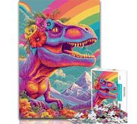 1000 Piece Puzzle Psychedelic Dinosaur 1000 Piece Jigsaw Puzzles for Adults & Teens,Classic Educational Games Beautiful Decoration 26x38cm