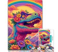 1000 Piece Puzzle Psychedelic Dinosaur Adult Puzzles 1000 Pieces,for Age 14+ Impossible Game Best Gift for Adults And Teenagers 26x38cm