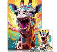 1000 Piece Puzzle Psychedelic Giraffe Jigsaw Puzzles for Adults 1000 Pieces,Train Your Brain And Hands Birthday Present, Gifts 26x38cm
