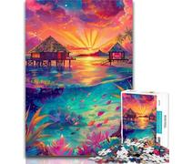1000 Piece Puzzle Psychedelic Island 1000 Piece Jigsaw Puzzles for Adults & Teens,Classic Educational Games Beautiful Decoration 26x38cm
