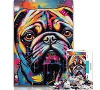 1000 Piece Puzzle Pug Graffiti 1000 Piece Jigsaw Puzzles for Teenagers,Educational Toys & Games for Adults And Teenagers 26x38cm