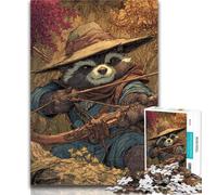 1000 Piece Puzzle Raccoon Warrior 1000 Pieces Jigsaw Puzzles for Adults And Teens,Artists Collection, Fine Art for Age 14+ 50x75cm