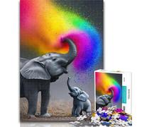1000 Piece Puzzle Rainbow Smoke Elephant Jigsaw Puzzle 1000 Pieces for Teenagers,Educational Games Home Decoration Artists Collection, Fine Art 50x75cm