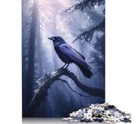 1000 Piece Puzzle Raven Crow in Misty Forest Jigsaw Puzzles for Adults Woodenboard Puzzles Best Gift for Adults And 1000pcs (75x50cm)