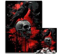 1000 Piece Puzzle Raven on Skull Jigsaw Puzzles for Adults Ideal for Teenagers Collectors Travel Gift Family Activity 1000 PCS(38x26cm)
