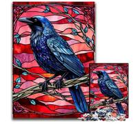 1000 Piece Puzzle Raven Stained Glass StyleJigsaw Puzzles for Adults for Teenagers Family Fun DIY Brain Teaser Game Gift 1000 PCS(75x50cm)