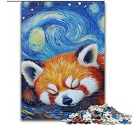 1000 Piece Puzzle Red Panda Starry Sky 1000Pc Adults Jigsaw Puzzle Interactive Family Game, Suitable for Ages 14+ (Size 26x38cm)