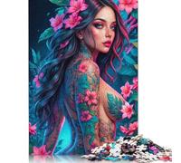 1000 Piece Puzzle Sexy Flower Nude Girl Creative Square Jigsaw Puzzles for Adults & Paper Puzzles Educational Toys 1000pcs (38x26cm)