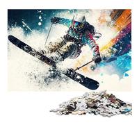 1000 Piece Puzzle Skiers Wooden Jigsaw Puzzles for Adults Challenging DIY Brain Teaser, Perfect Family Game Or Decorative Gift 50x75CM/19.68x29.52inch