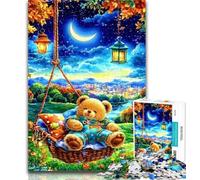 1000 Piece Puzzle Sleeping Teddy Bear Jigsaws 1000 Pieces for Teenagers,Toys Educational Games Stress Relieving Unique Home Decor And Gifts 50x75cm