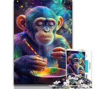 1000 Piece Puzzle Smoky Chimpanzee 1000 Piece Jigsaw Puzzles for Teenagers Gifts,Artists Collection, Fine Art for Age 14+ 50x75cm
